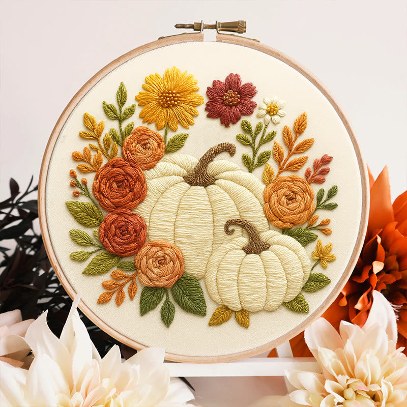 Rubbyoo Embroidery Kit - Floral Pumpkin | Easy Handmade Needlework | Diy Helloween Craft - image 6