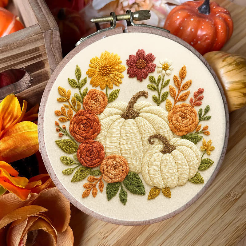 Rubbyoo Embroidery Kit - Floral Pumpkin | Easy Handmade Needlework | Diy Helloween Craft - image 5