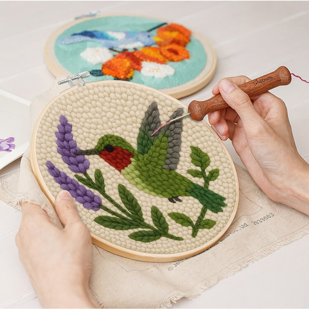 Lavender Hummingbird  Punch Needle Kit - Lovely Bird Handicraft | Gift For Bird Enthusiasts - image 6