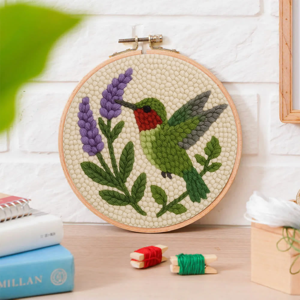 Lavender Hummingbird  Punch Needle Kit - Lovely Bird Handicraft | Gift For Bird Enthusiasts - image 8