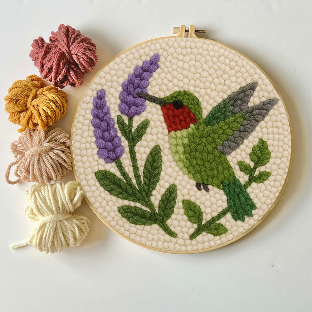 Lavender Hummingbird  Punch Needle Kit - Lovely Bird Handicraft | Gift For Bird Enthusiasts - image 5