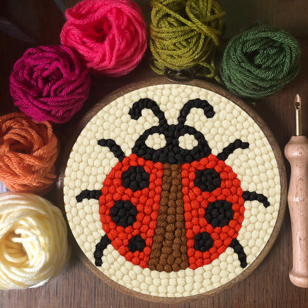 Ladybug Punch Needle Kit - Beginner Needlework Kit | Diy Yarn Craft  - image 1