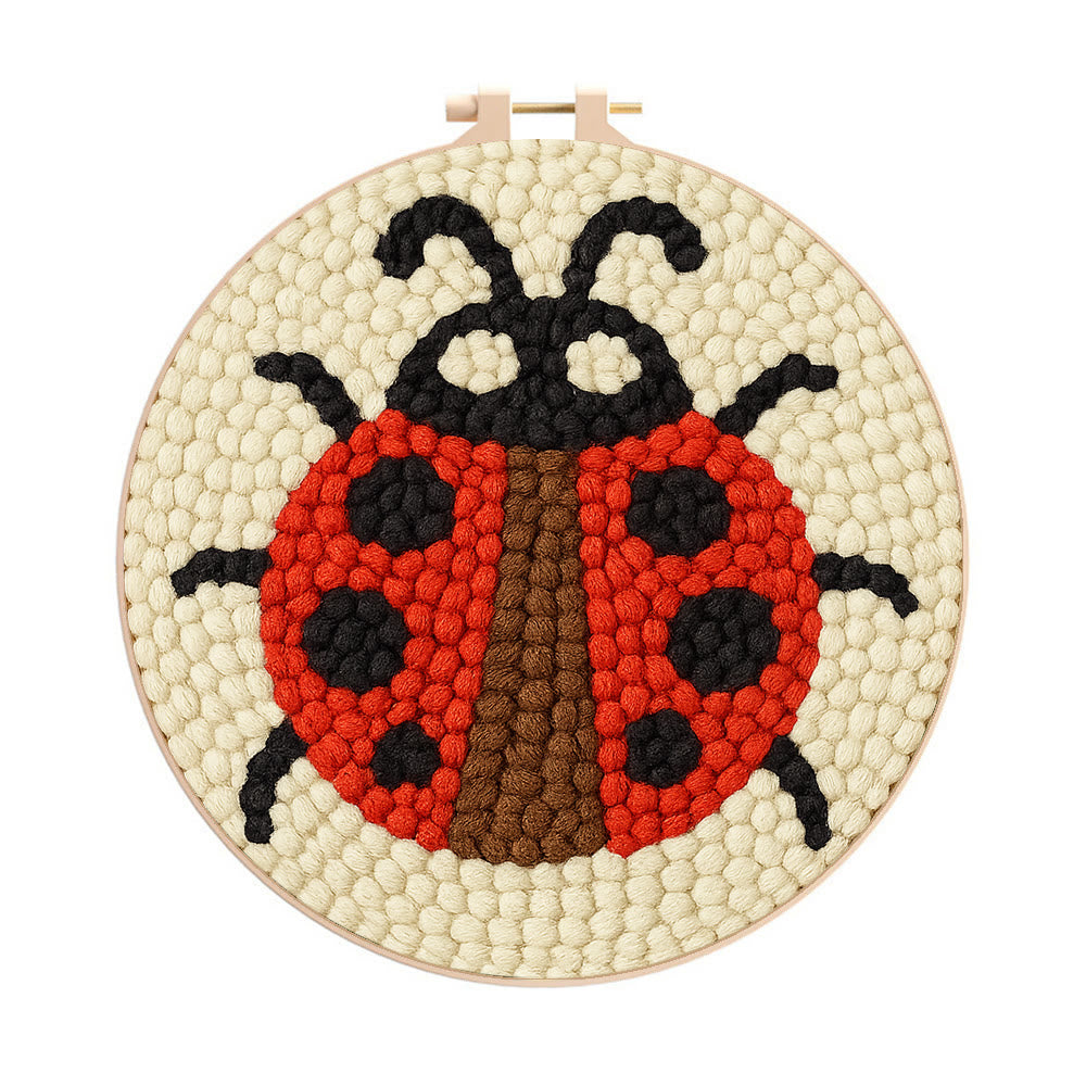 Ladybug Punch Needle Kit - Beginner Needlework Kit | Diy Yarn Craft  - 20cm*20cm - image 0