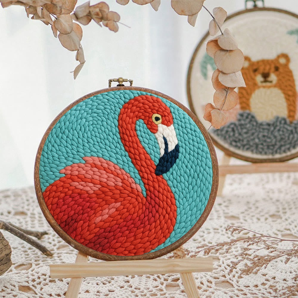 Flamingo Punch Needle Kit - Animal Handmade Craft  | Easy Needle Set For Child  - image 4