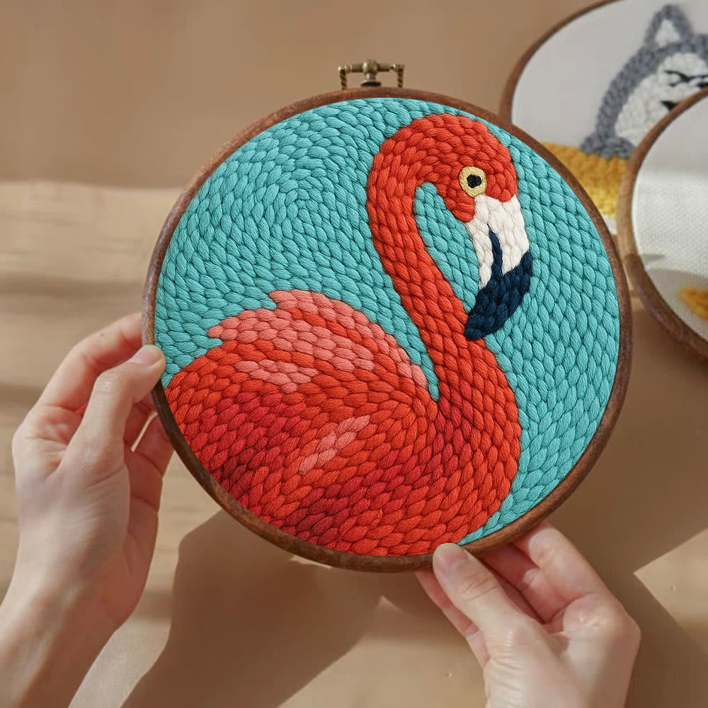 Flamingo Punch Needle Kit - Animal Handmade Craft  | Easy Needle Set For Child  - image 2