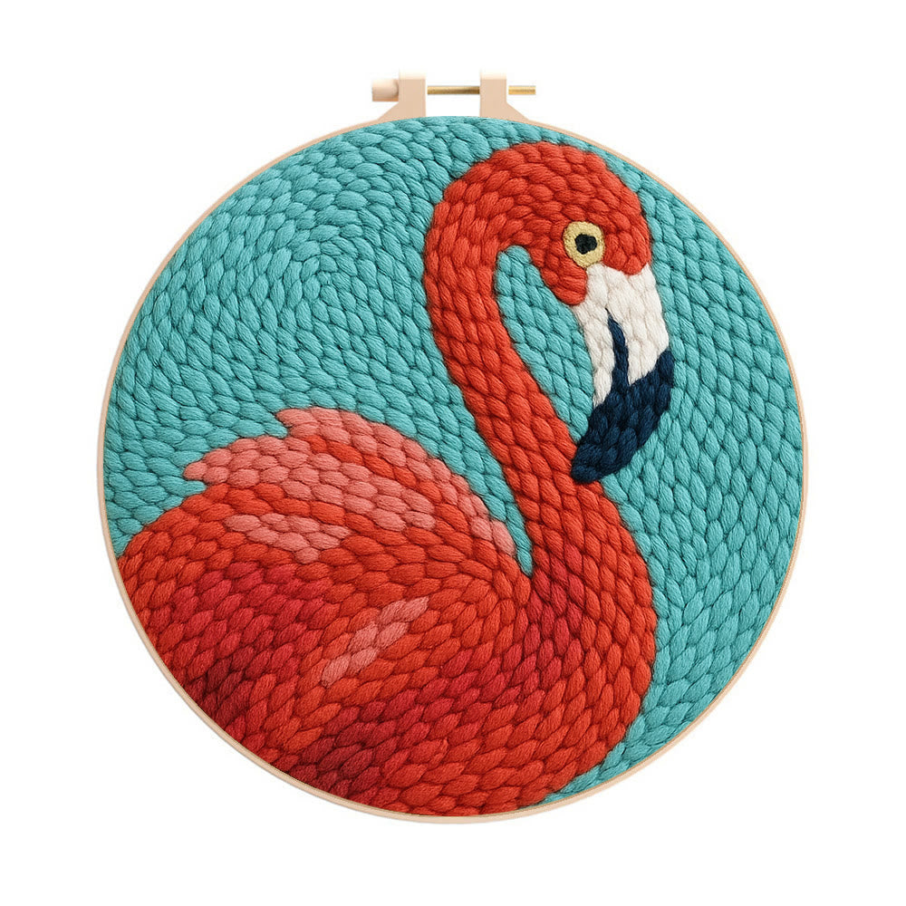 Flamingo Punch Needle Kit - Animal Handmade Craft  | Easy Needle Set For Child  - 20cm*20cm - image 0