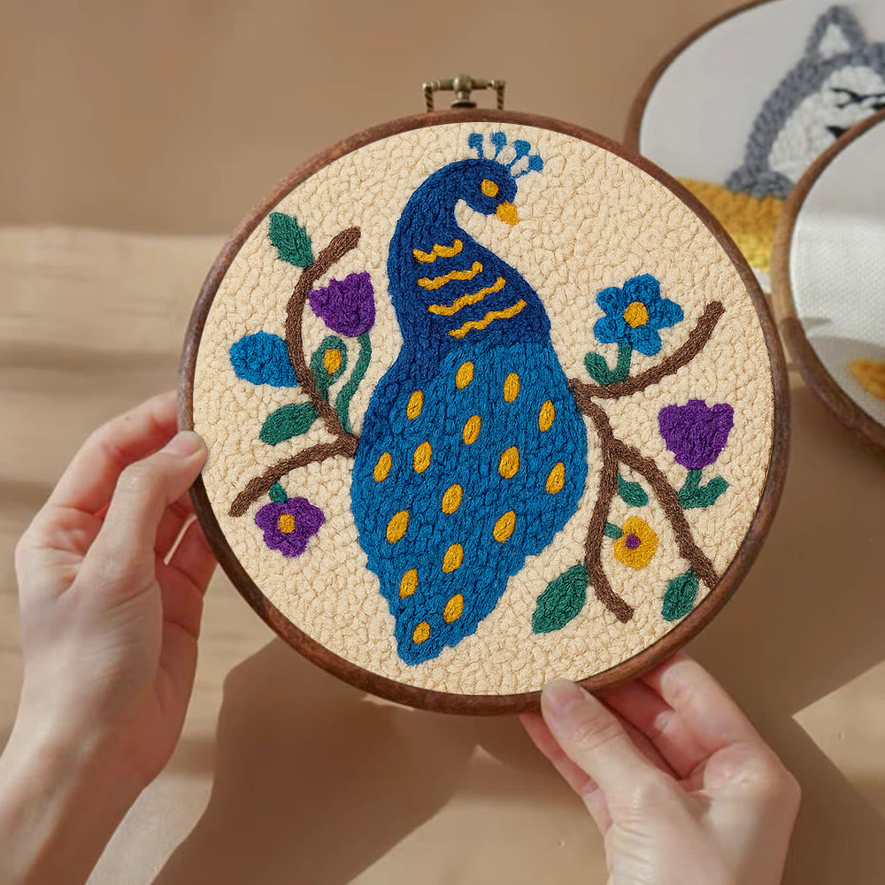 Charming Peacock Punch Needle Kit - Unique Room Decoration  | Nice Handicraft For Animal Lovers - image 2