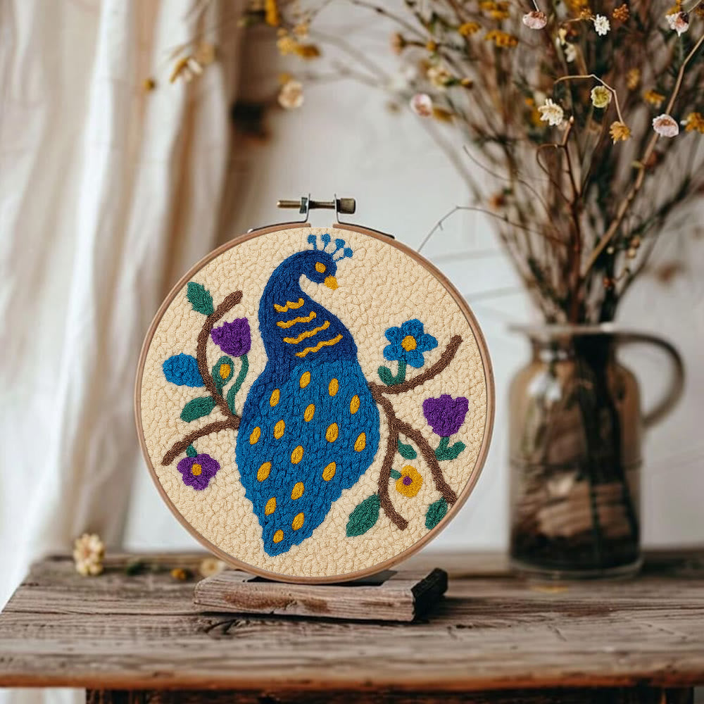 Charming Peacock Punch Needle Kit - Unique Room Decoration  | Nice Handicraft For Animal Lovers - image 7