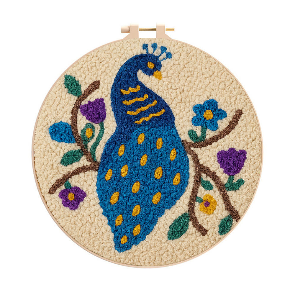 Charming Peacock Punch Needle Kit - Unique Room Decoration  | Nice Handicraft For Animal Lovers - 20cm*20cm - image 0
