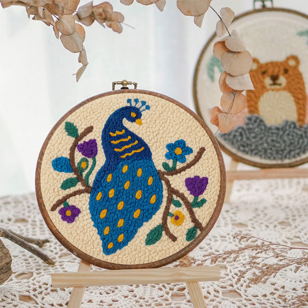 Charming Peacock Punch Needle Kit - Unique Room Decoration  | Nice Handicraft For Animal Lovers - image 8