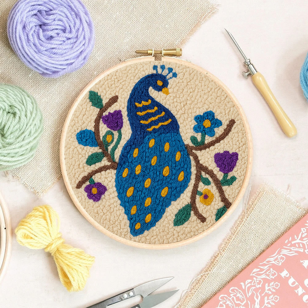 Charming Peacock Punch Needle Kit - Unique Room Decoration  | Nice Handicraft For Animal Lovers - image 5
