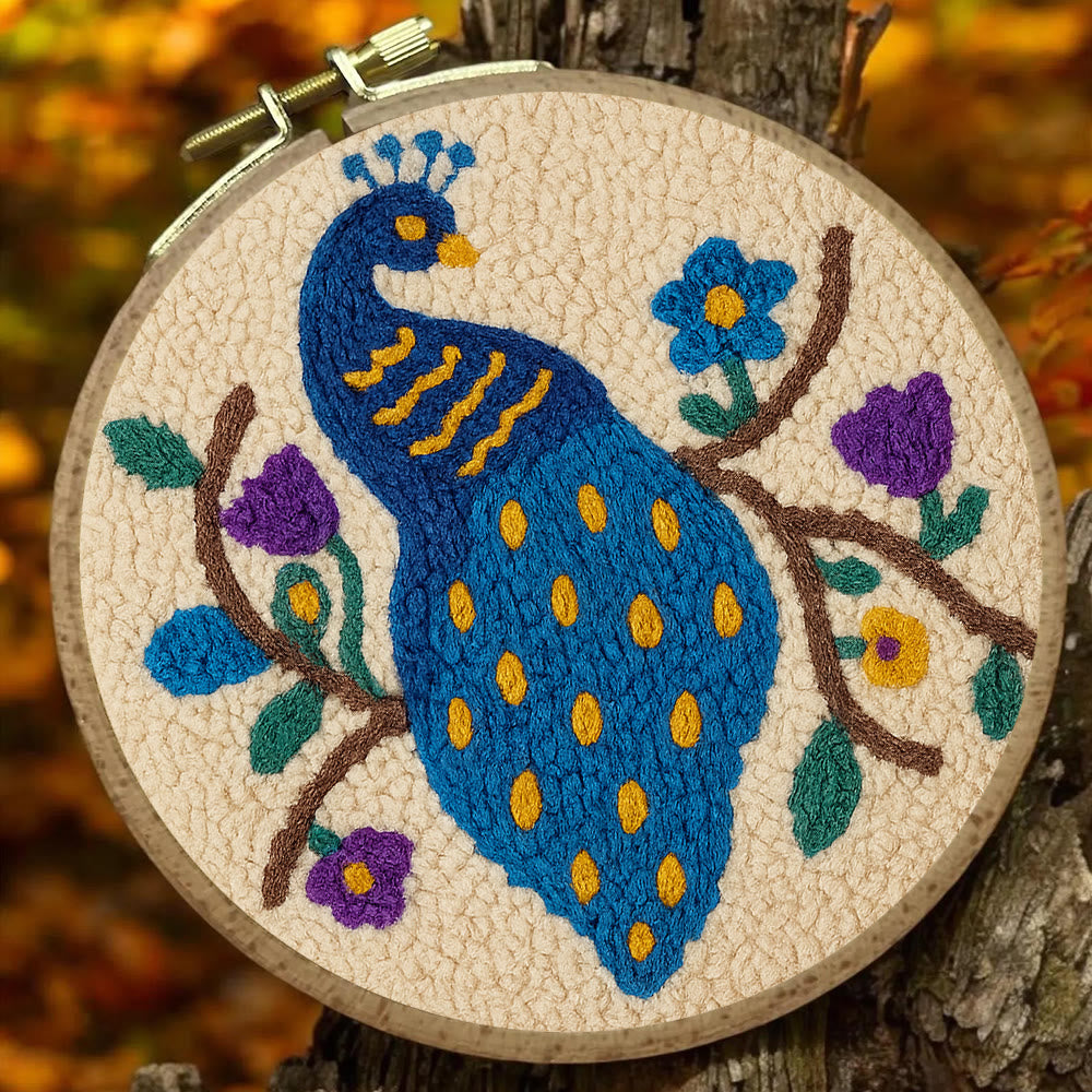 Charming Peacock Punch Needle Kit - Unique Room Decoration  | Nice Handicraft For Animal Lovers - image 1