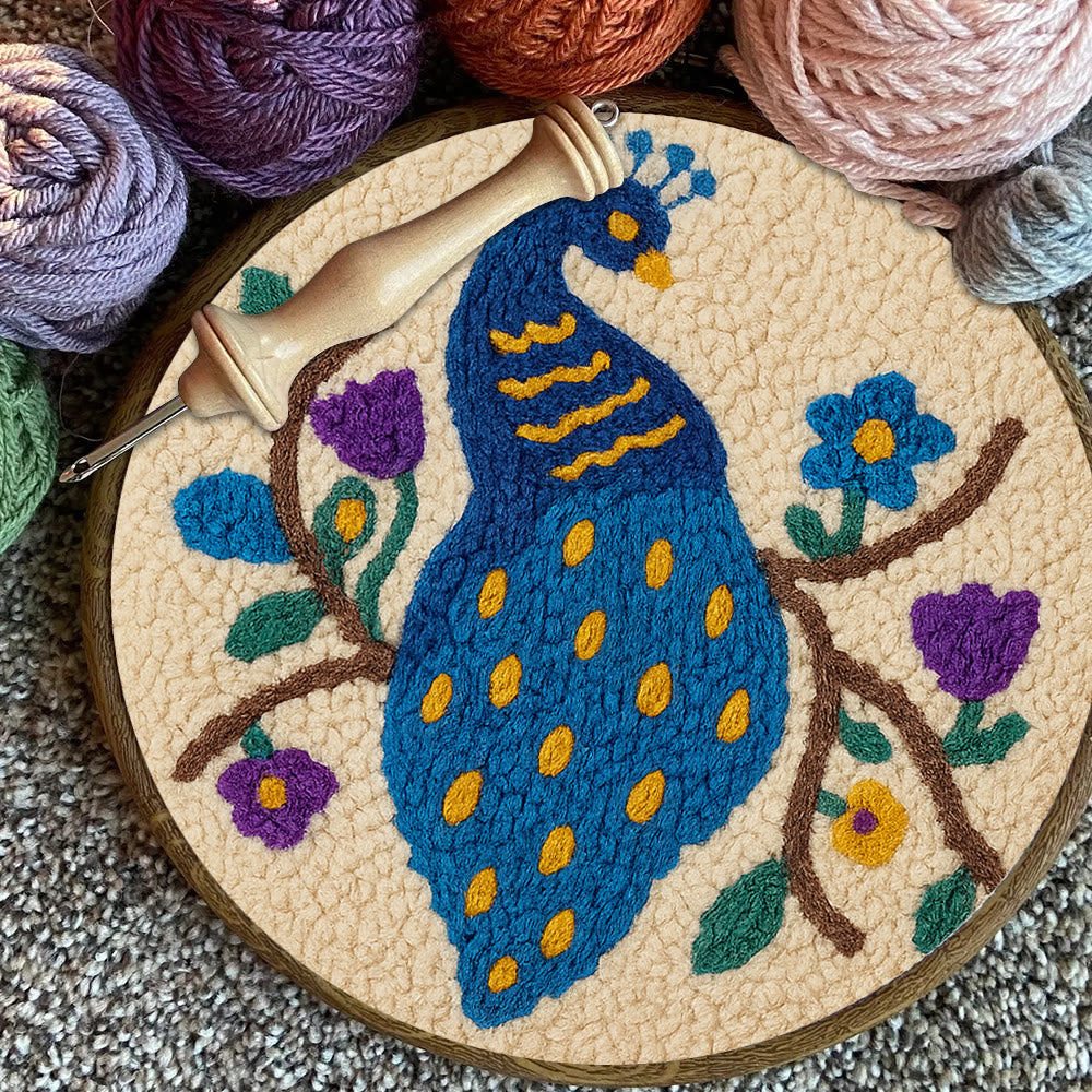 Charming Peacock Punch Needle Kit - Unique Room Decoration  | Nice Handicraft For Animal Lovers - image 4