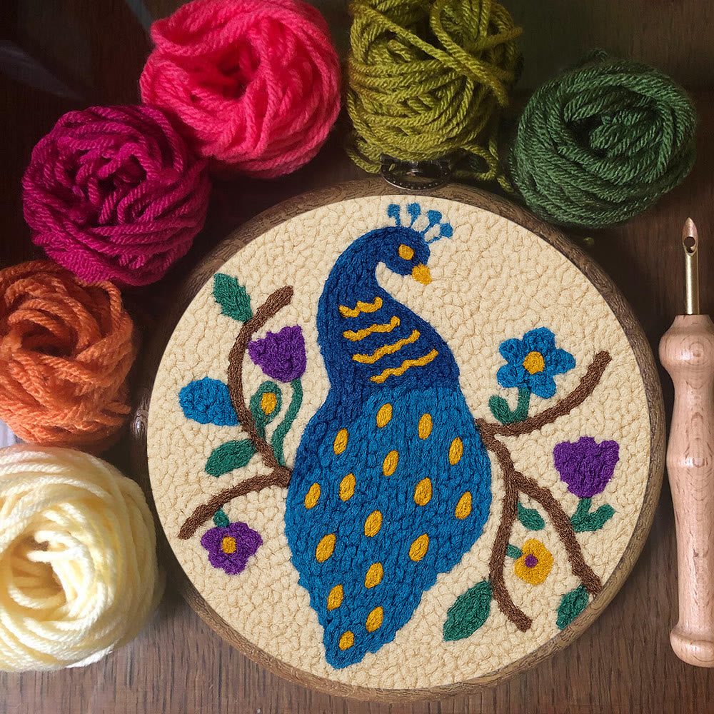 Charming Peacock Punch Needle Kit - Unique Room Decoration  | Nice Handicraft For Animal Lovers - image 3