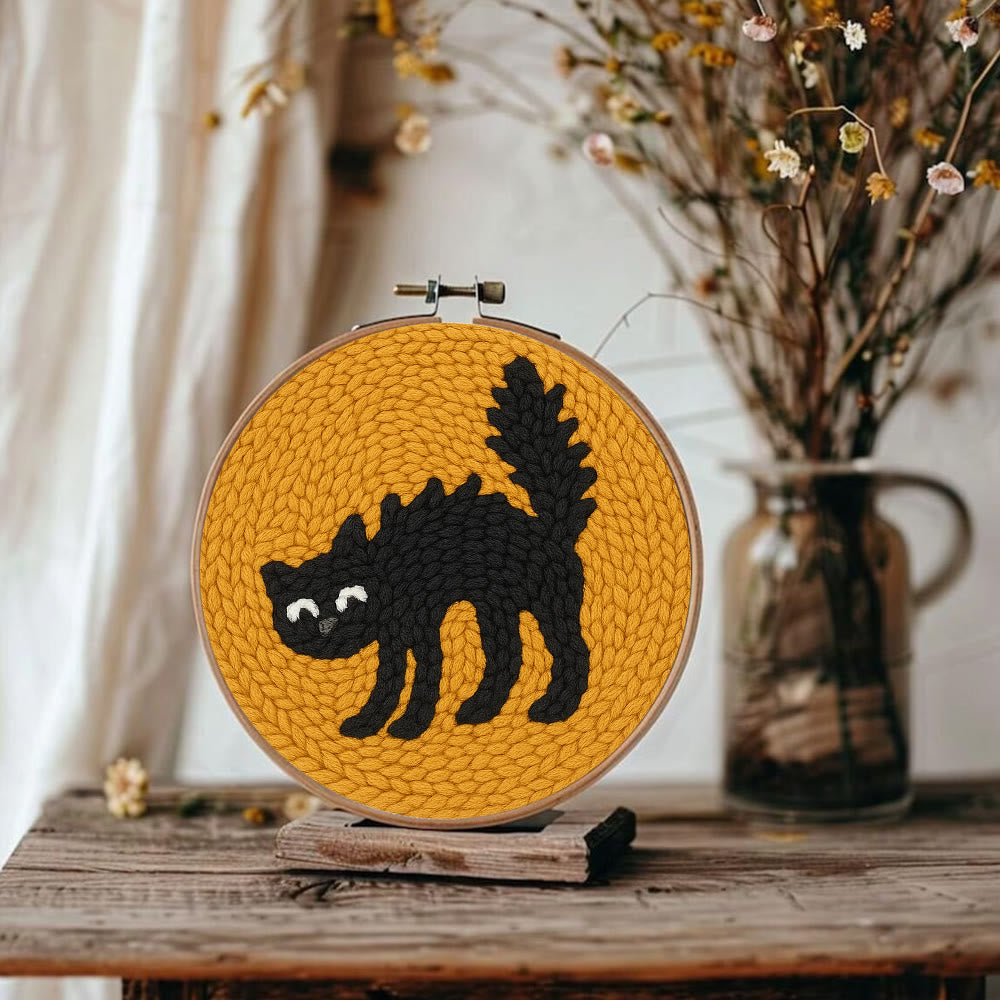 Naughty Black Cat Punch Needle Kit - Adorable Animal Needlework | Easy Handmade Craft For Child  - image 6