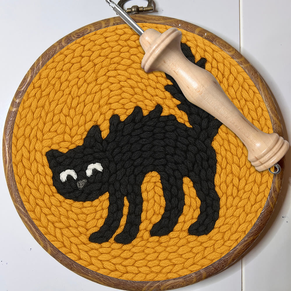 Naughty Black Cat Punch Needle Kit - Adorable Animal Needlework | Easy Handmade Craft For Child  - image 4