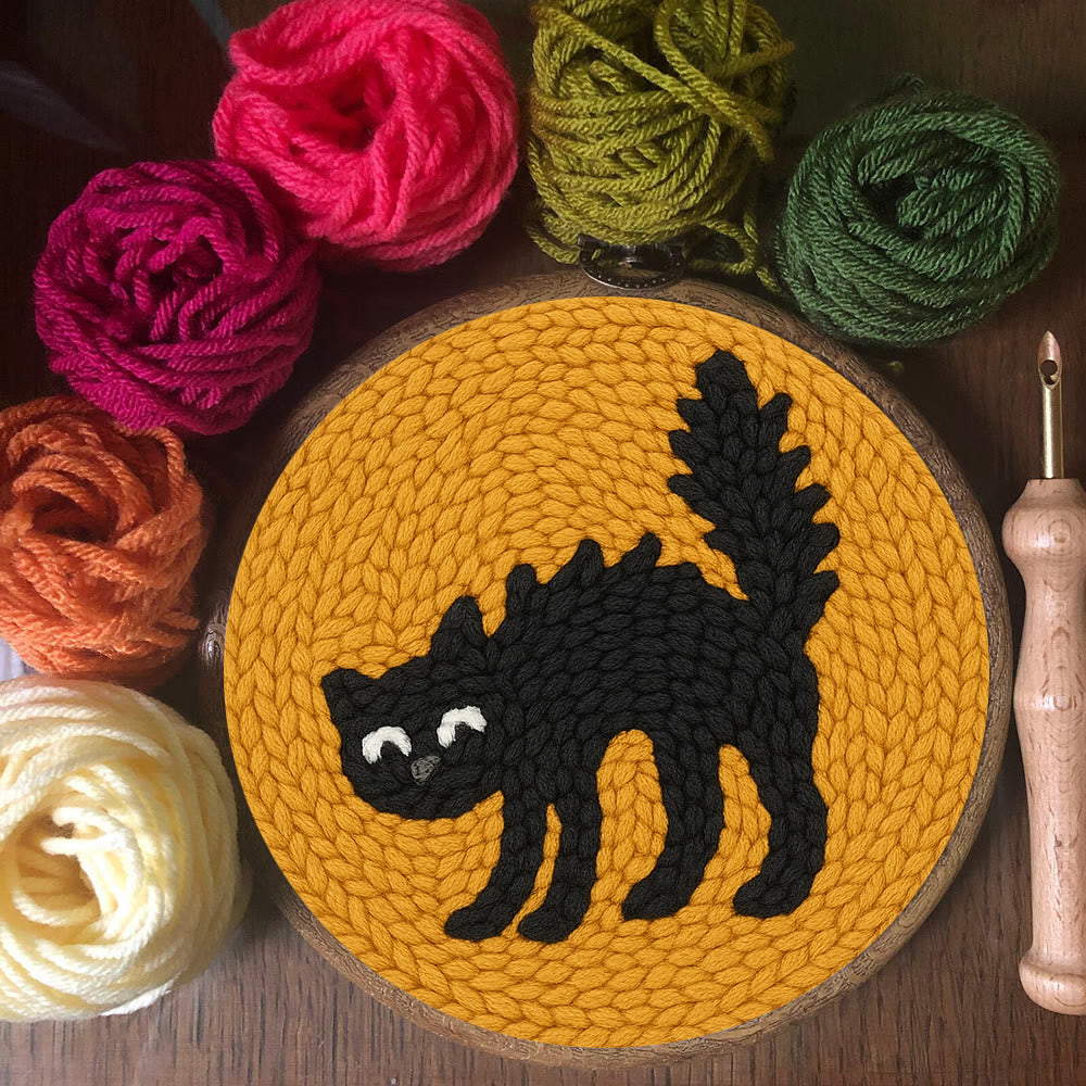 Naughty Black Cat Punch Needle Kit - Adorable Animal Needlework | Easy Handmade Craft For Child  - image 7