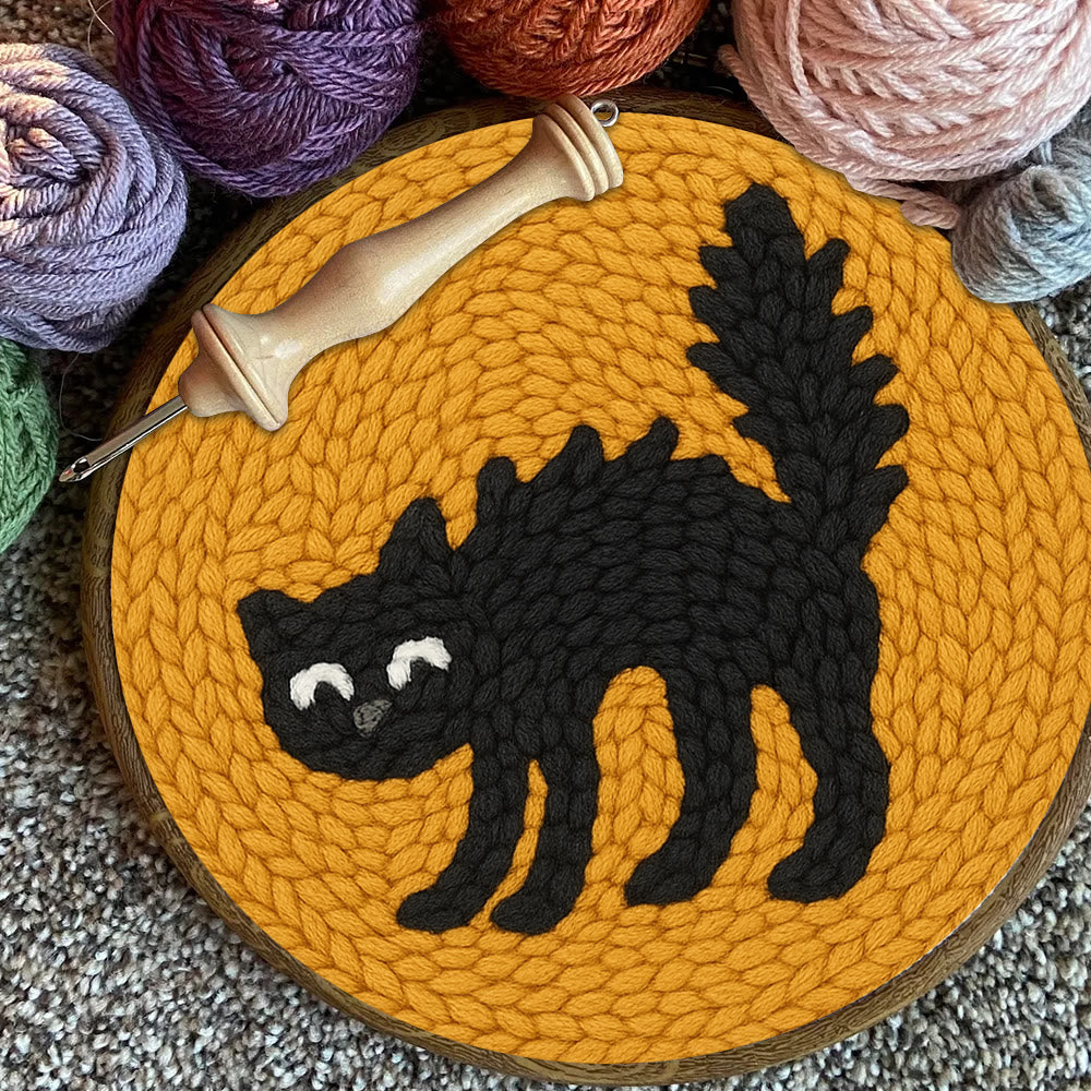 Naughty Black Cat Punch Needle Kit - Adorable Animal Needlework | Easy Handmade Craft For Child  - image 8