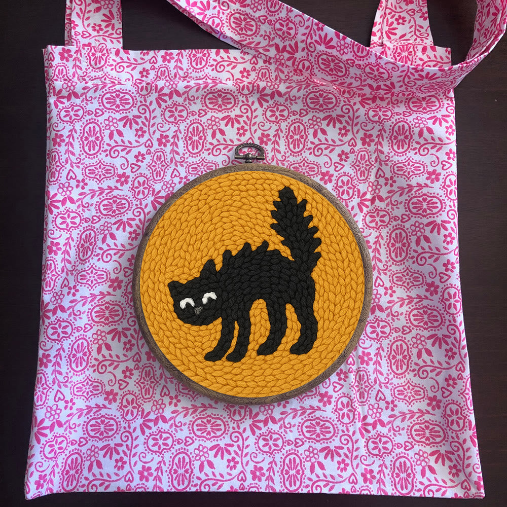 Naughty Black Cat Punch Needle Kit - Adorable Animal Needlework | Easy Handmade Craft For Child  - image 9