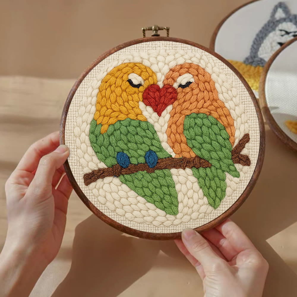 Parrots In Love Punch Needle Kit - Valentine Handicraft For Lover | Unique Gifts For Wedding  - image 3
