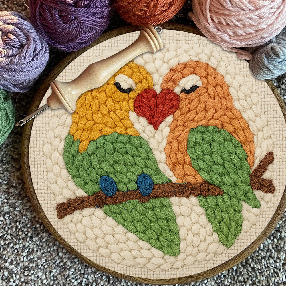 Parrots In Love Punch Needle Kit - Valentine Handicraft For Lover | Unique Gifts For Wedding  - image 4