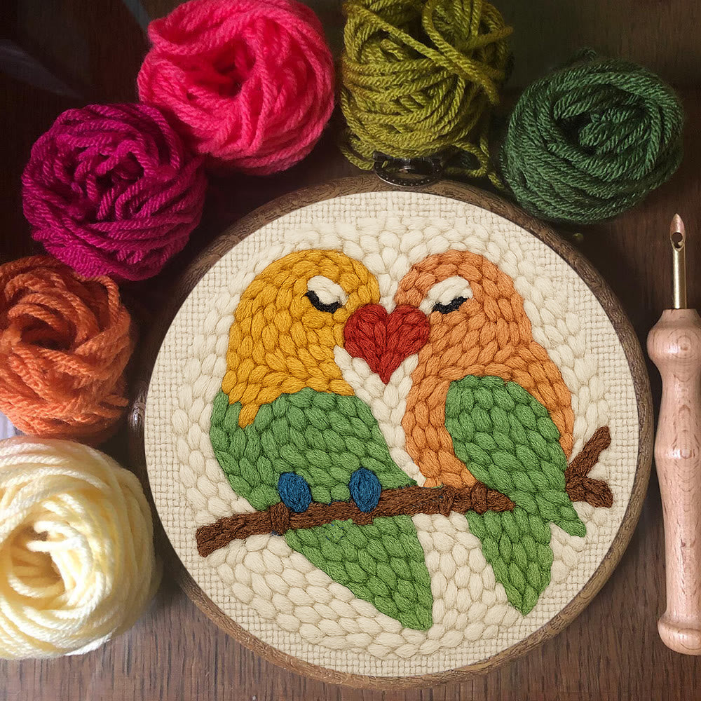 Parrots In Love Punch Needle Kit - Valentine Handicraft For Lover | Unique Gifts For Wedding  - image 2