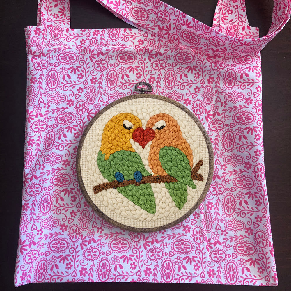 Parrots In Love Punch Needle Kit - Valentine Handicraft For Lover | Unique Gifts For Wedding  - image 9