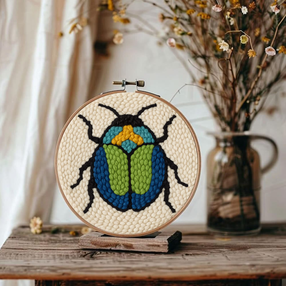 Scarab Beetle Punch Needle Kit - Creative Wall Decor | Diy Insect Artwork Gift  - image 1