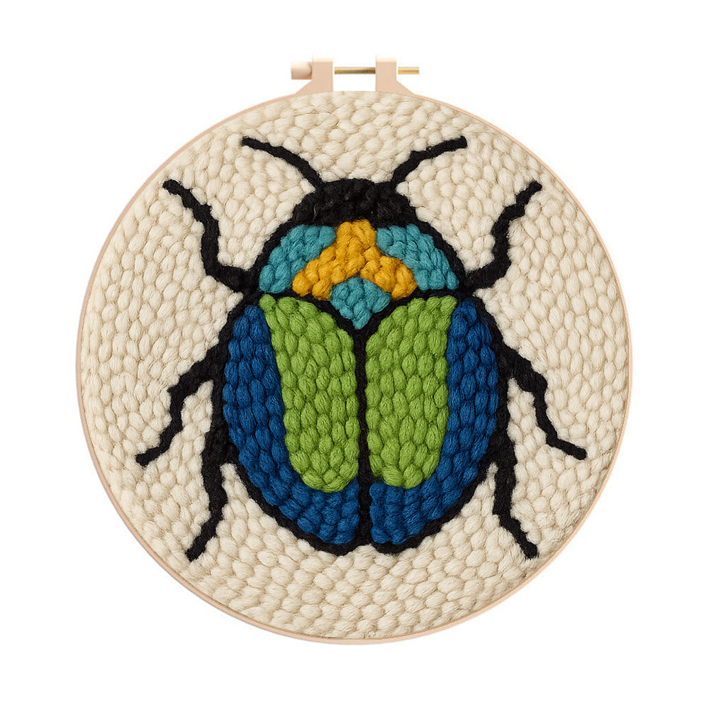 Scarab Beetle Punch Needle Kit - Creative Wall Decor | Diy Insect Artwork Gift  - 20cm*20cm - image 0