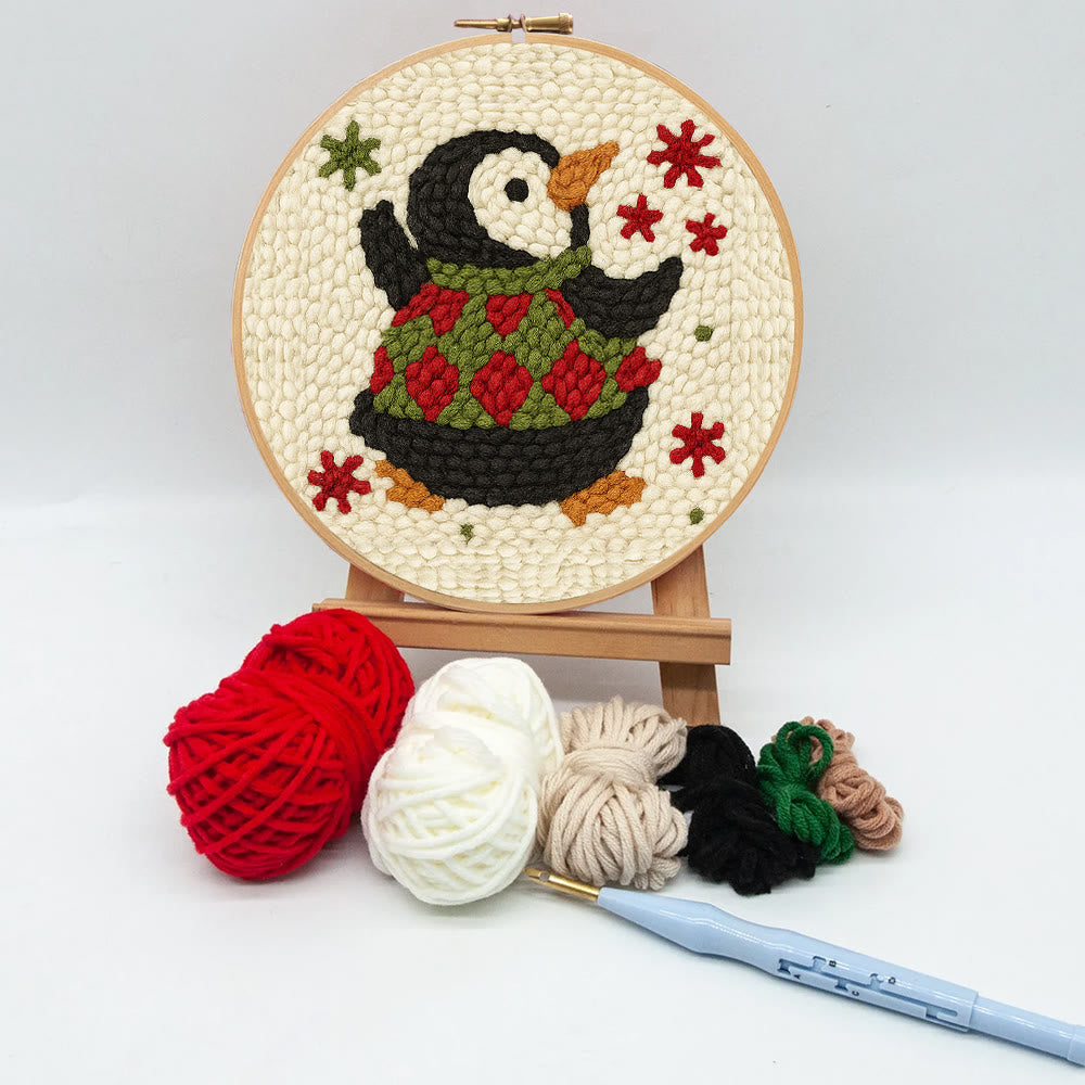 Happy Penguin Punch Needle Kit - Christmas Artwork Collection | Beginner Handmade Set - image 9