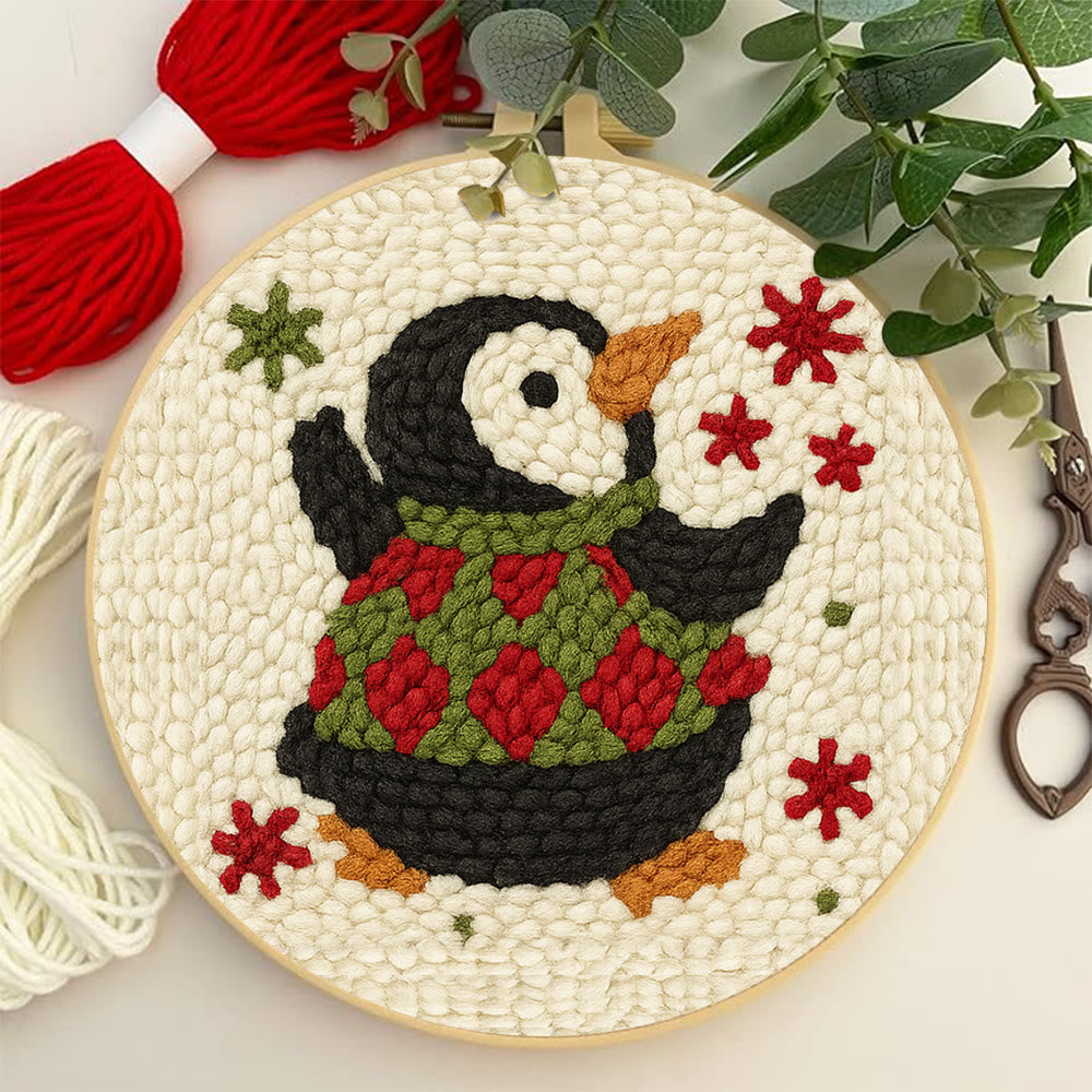 Happy Penguin Punch Needle Kit - Christmas Artwork Collection | Beginner Handmade Set - image 6