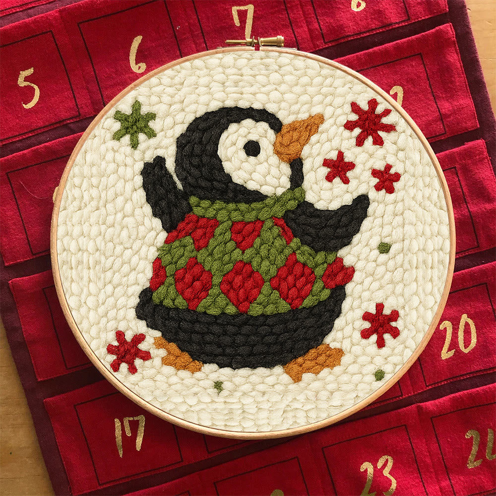 Happy Penguin Punch Needle Kit - Christmas Artwork Collection | Beginner Handmade Set - image 3
