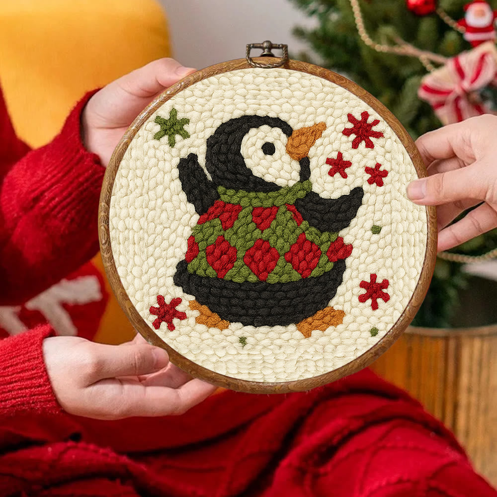 Happy Penguin Punch Needle Kit - Christmas Artwork Collection | Beginner Handmade Set - image 2