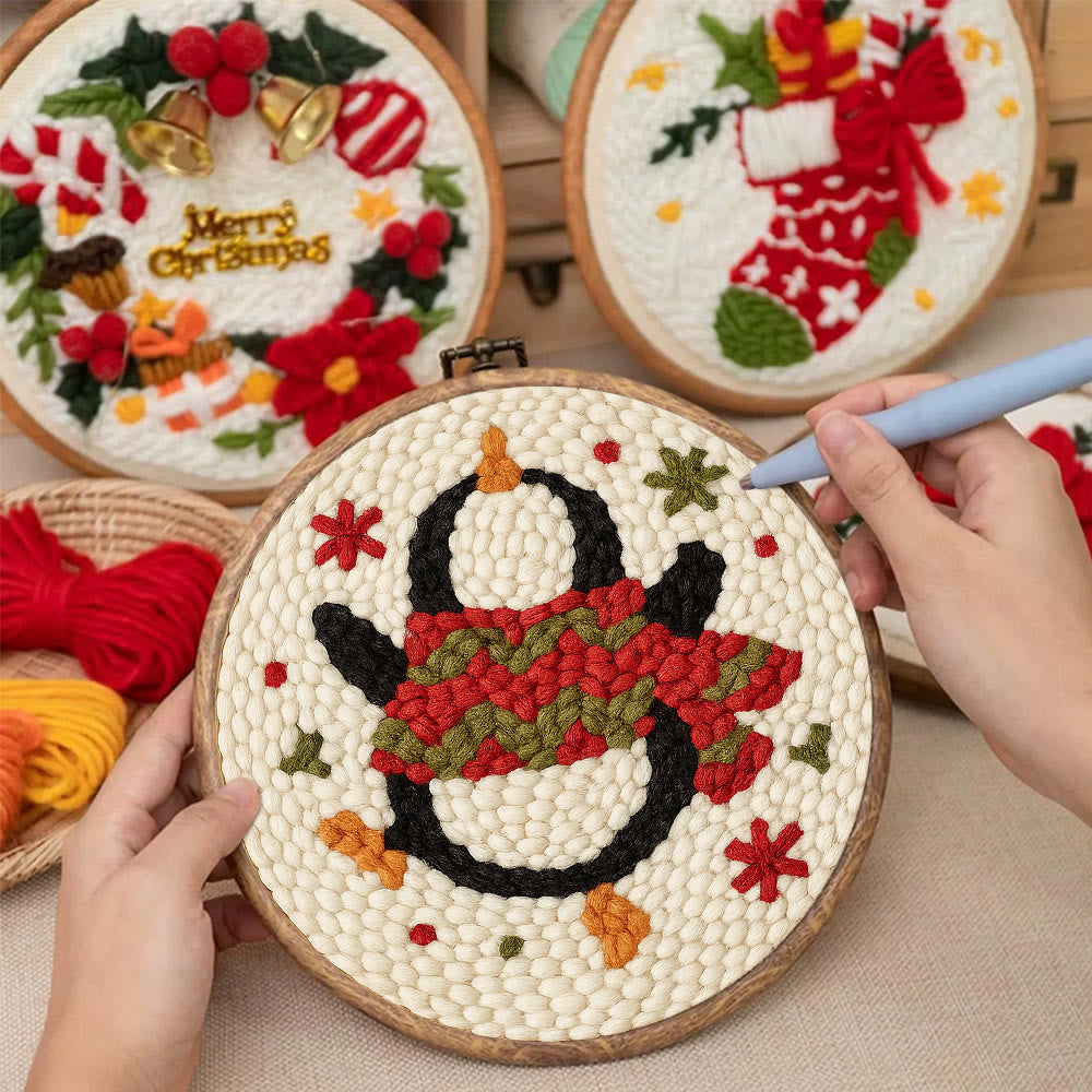 Dancing Penguin Punch Needle Kit - Easy Decorative Handicraft | Perfect Christmas Gifts  - image 6