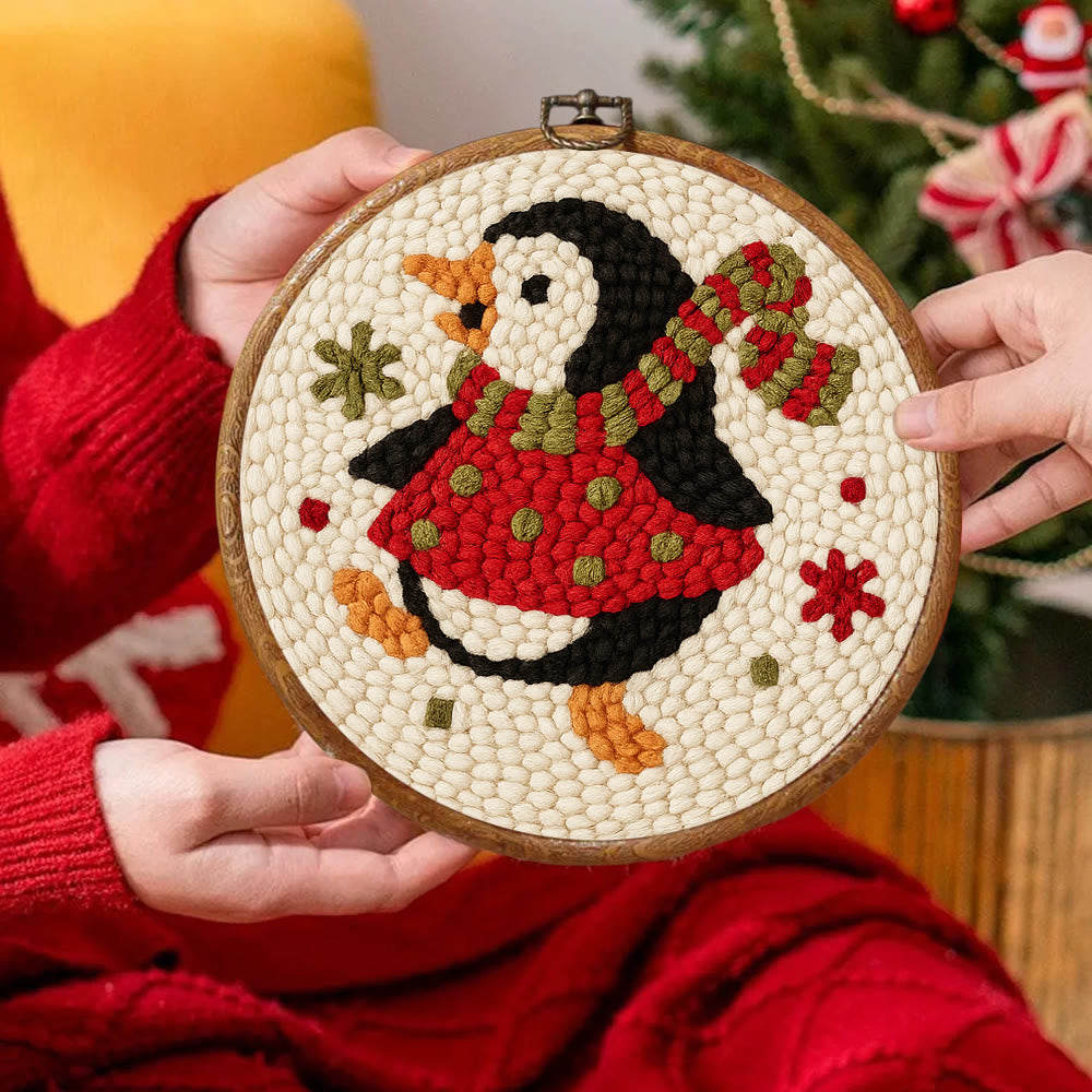  Rotating Penguin Punch Needle Kit - Christmas Wall Hanging Craft | Winter House Ornament  - image 3