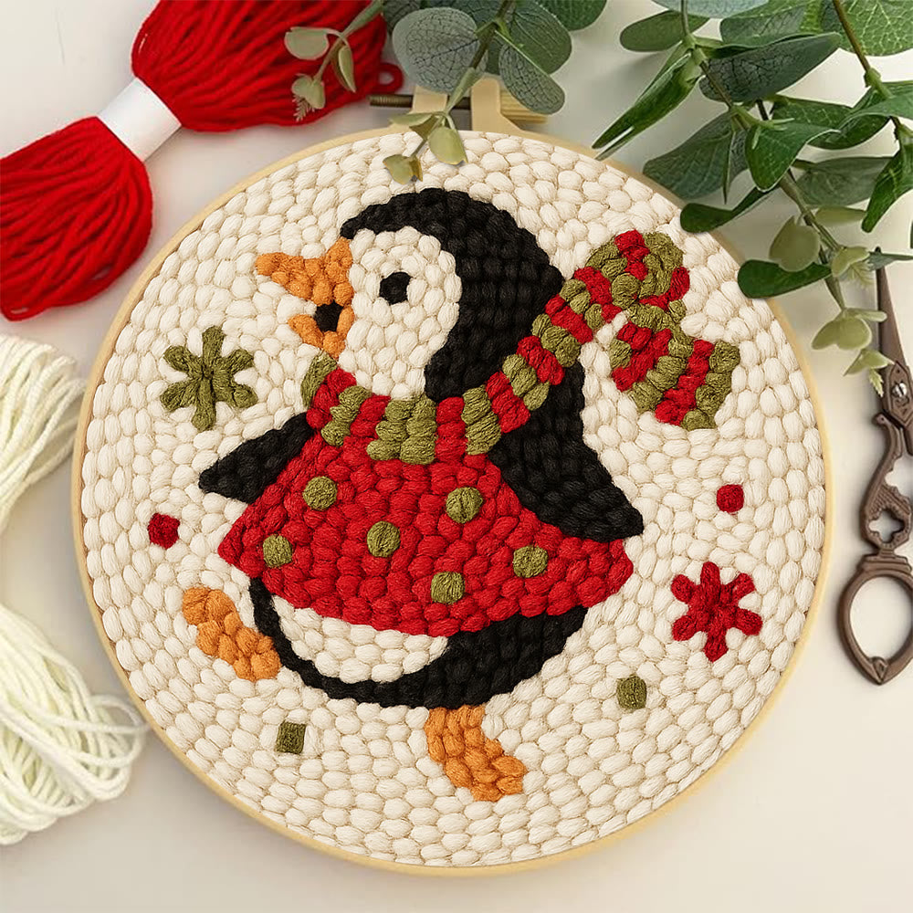  Rotating Penguin Punch Needle Kit - Christmas Wall Hanging Craft | Winter House Ornament  - image 5