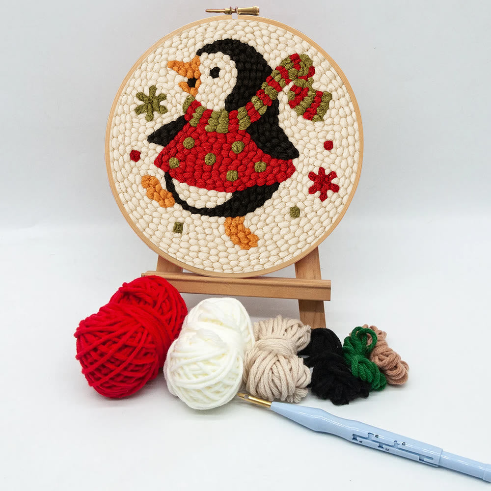  Rotating Penguin Punch Needle Kit - Christmas Wall Hanging Craft | Winter House Ornament  - image 9
