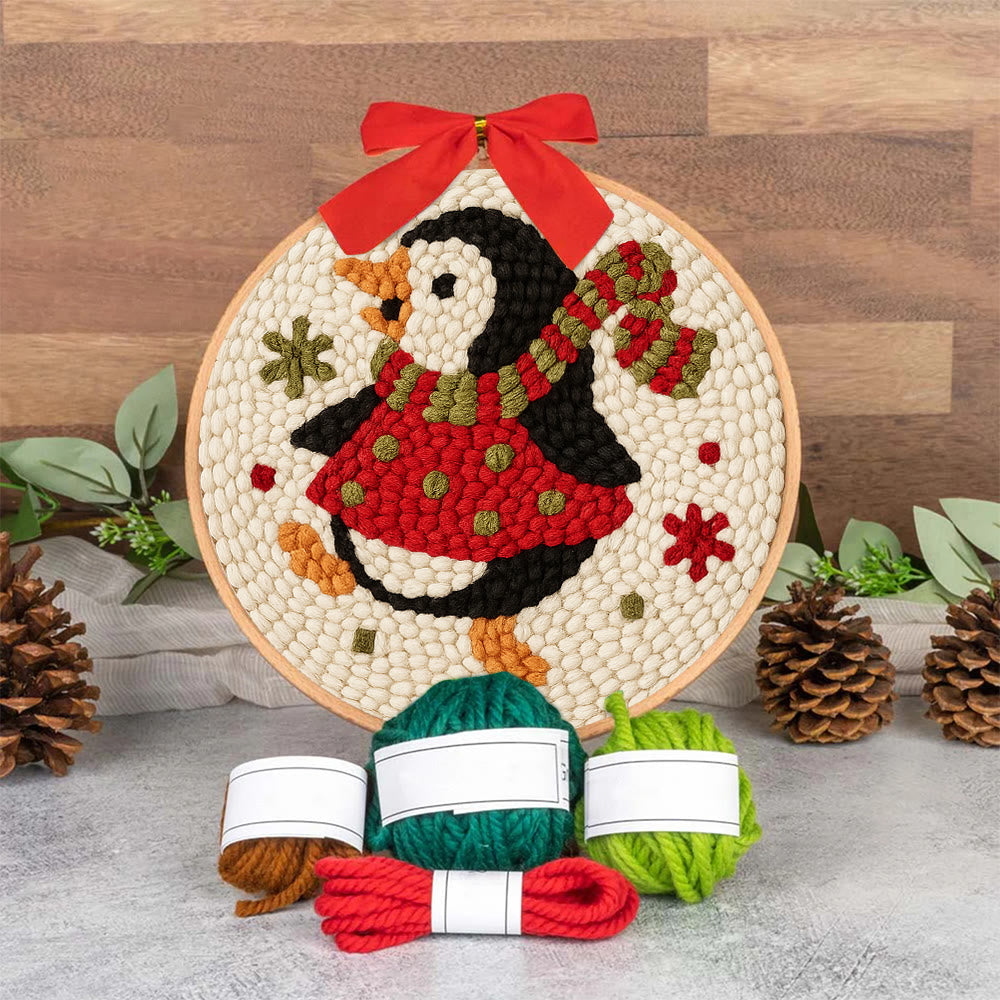  Rotating Penguin Punch Needle Kit - Christmas Wall Hanging Craft | Winter House Ornament  - image 7