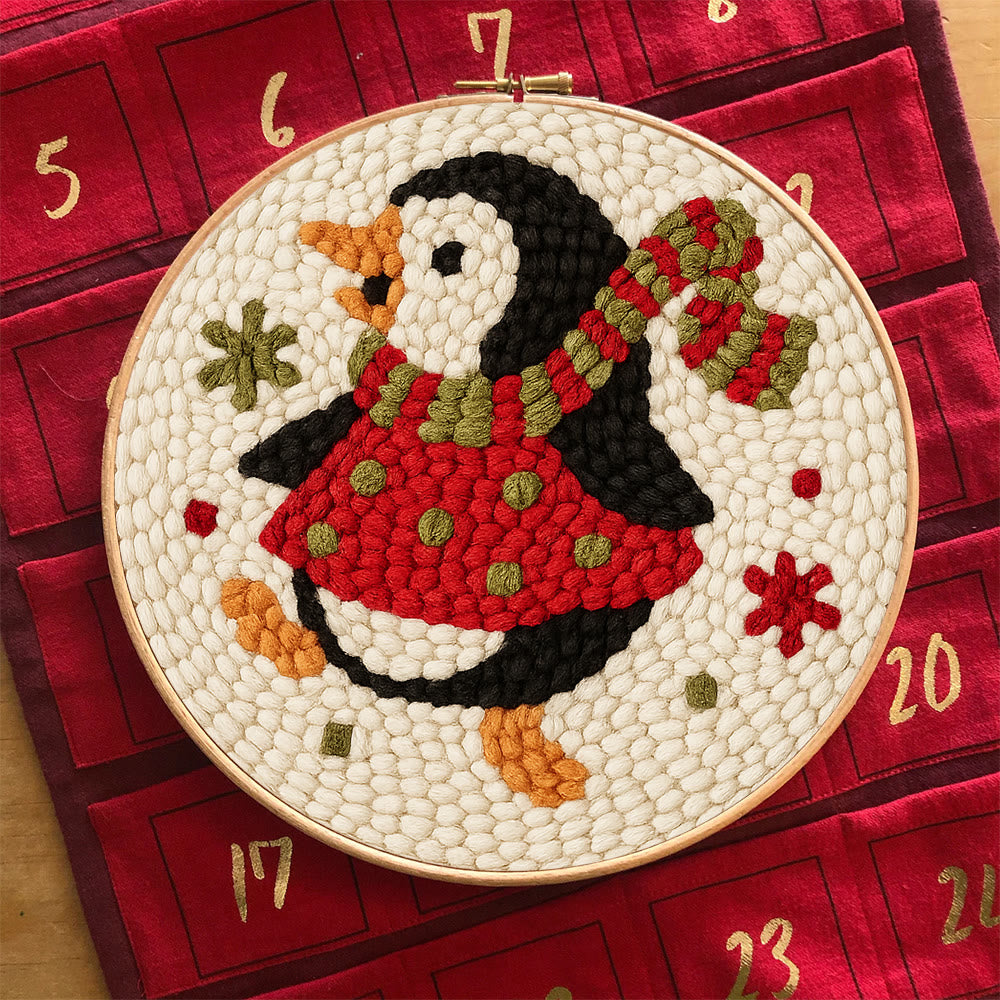  Rotating Penguin Punch Needle Kit - Christmas Wall Hanging Craft | Winter House Ornament  - image 2