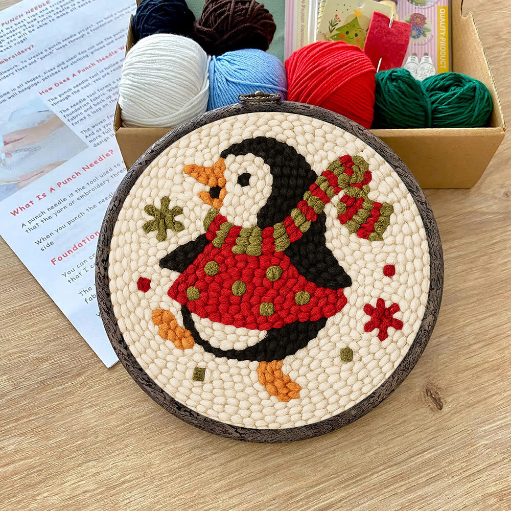  Rotating Penguin Punch Needle Kit - Christmas Wall Hanging Craft | Winter House Ornament  - image 8