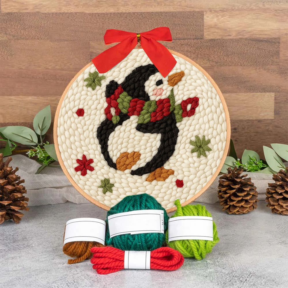 Cute Penguin Punch Needle Kit - Christmas Tree Hanging Craft | Nice Handmade Christmas Gifts For Child - image 6