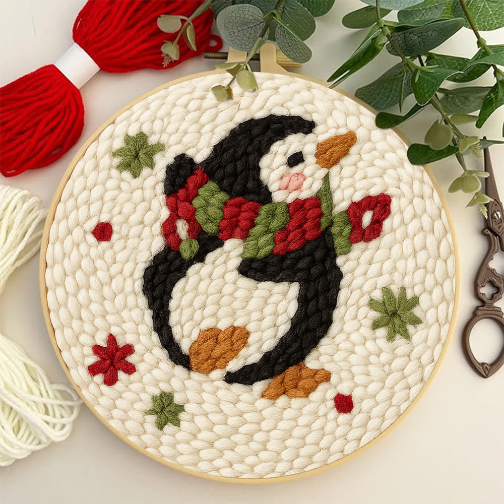 Cute Penguin Punch Needle Kit - Christmas Tree Hanging Craft | Nice Handmade Christmas Gifts For Child - image 7