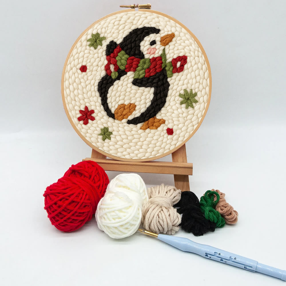 Cute Penguin Punch Needle Kit - Christmas Tree Hanging Craft | Nice Handmade Christmas Gifts For Child - image 9