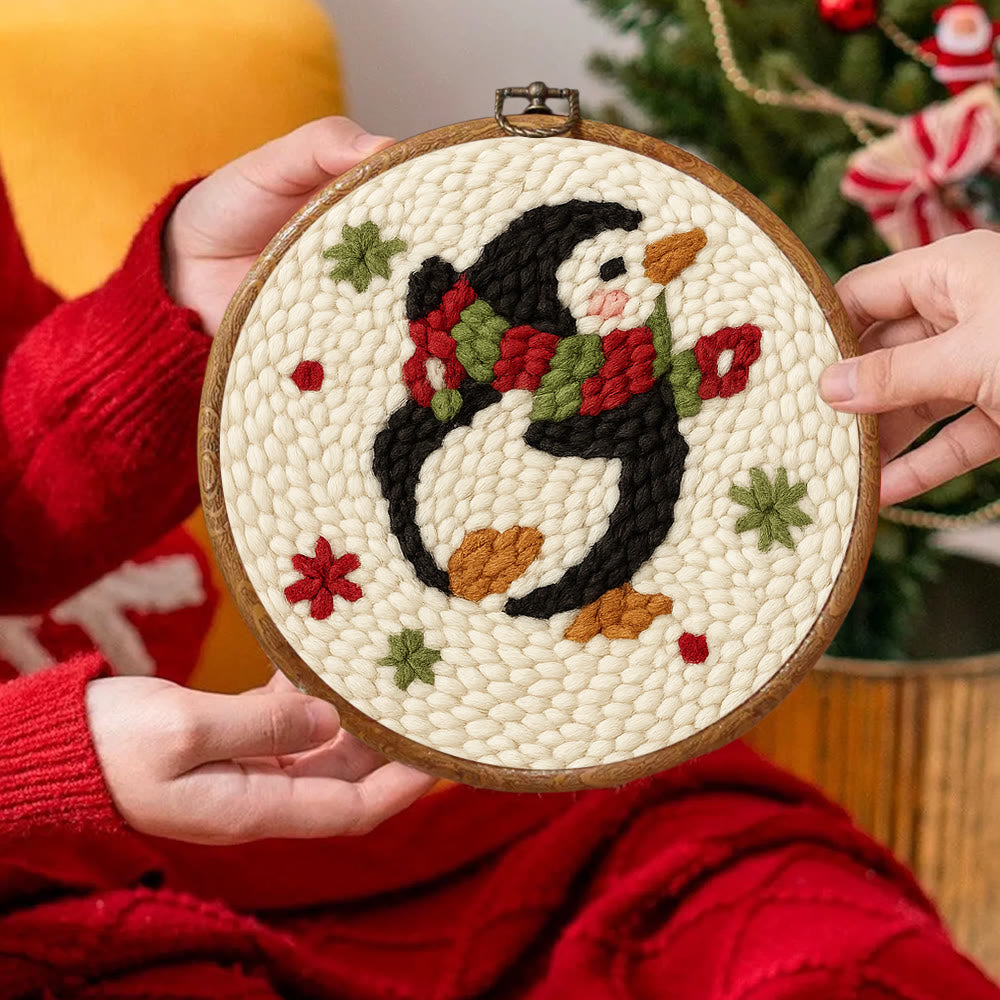 Cute Penguin Punch Needle Kit - Christmas Tree Hanging Craft | Nice Handmade Christmas Gifts For Child - image 4