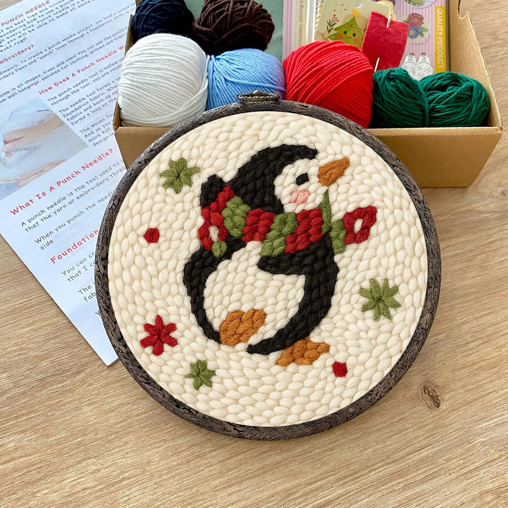 Cute Penguin Punch Needle Kit - Christmas Tree Hanging Craft | Nice Handmade Christmas Gifts For Child - image 8