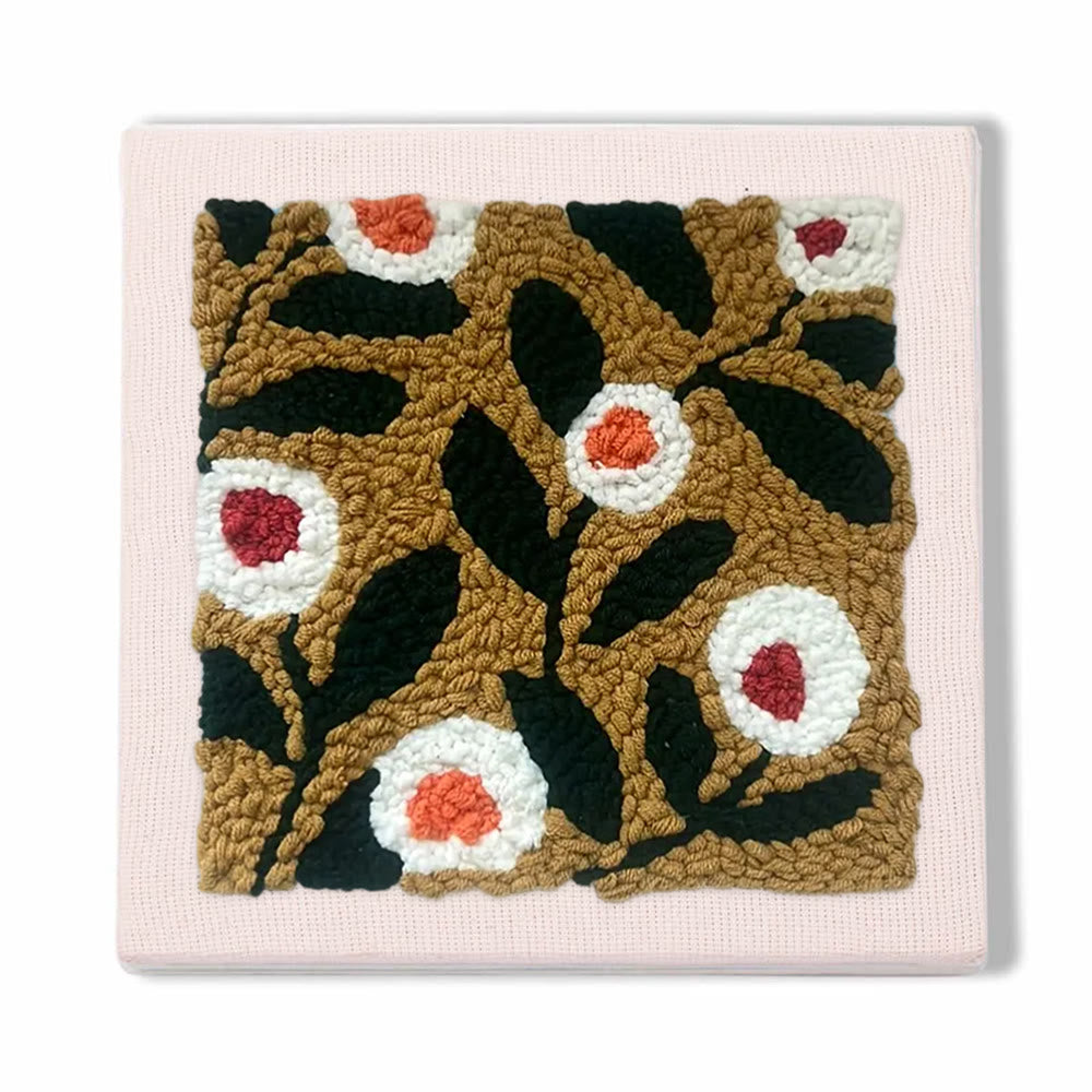 Little Flowers Square Punch Needle Kit - Diy Entryway Floral Decor | Easy Needle Artwork - 25*25 - image 0