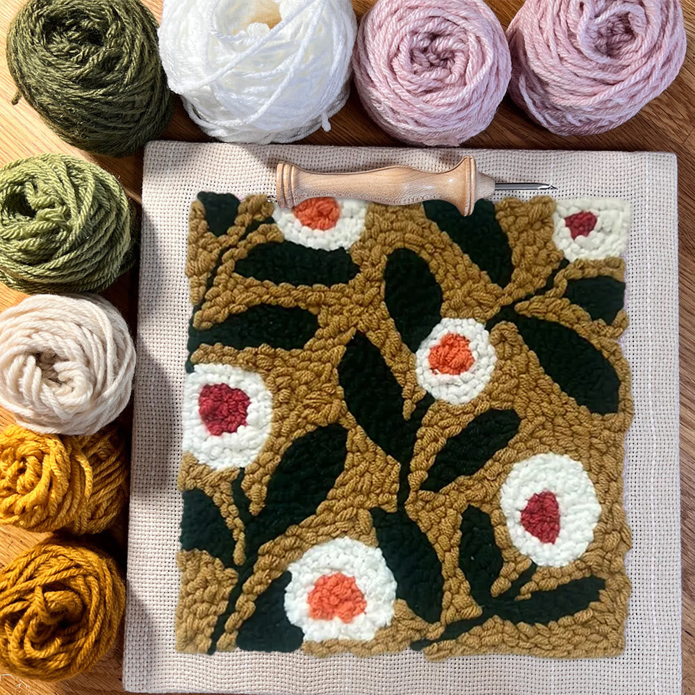 Little Flowers Square Punch Needle Kit - Diy Entryway Floral Decor | Easy Needle Artwork - image 2