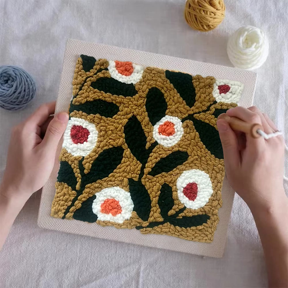 Little Flowers Square Punch Needle Kit - Diy Entryway Floral Decor | Easy Needle Artwork - image 7