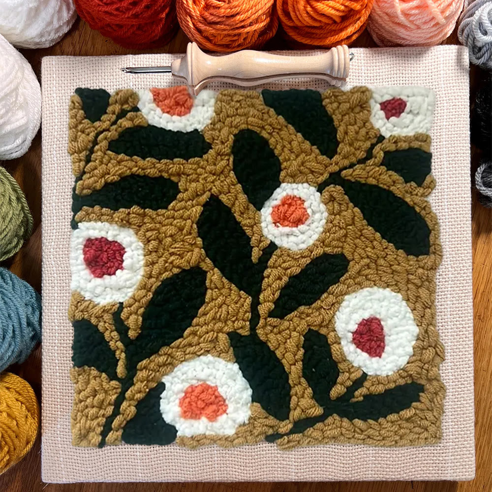 Little Flowers Square Punch Needle Kit - Diy Entryway Floral Decor | Easy Needle Artwork - image 4