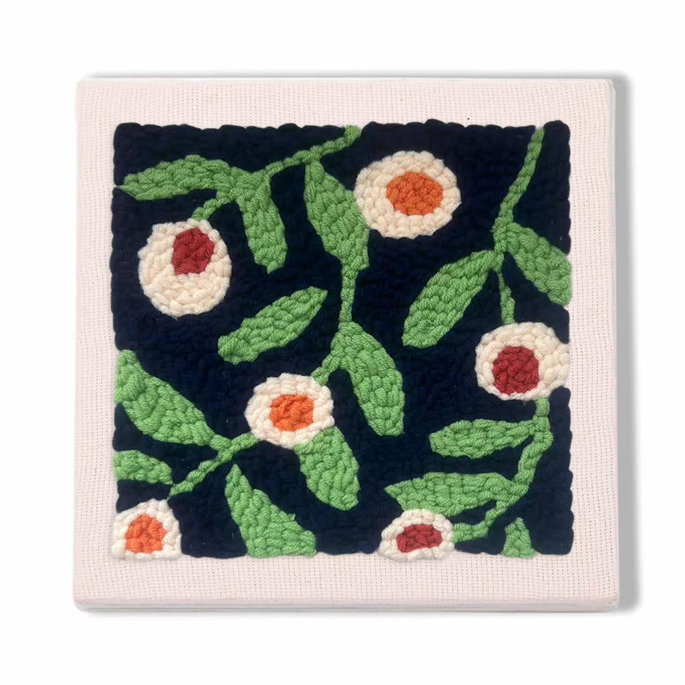 Blooming Flower Square Punch Needle Kit - Handmade Home Decoration | Floral Craft For Mom - 25*25 - image 0